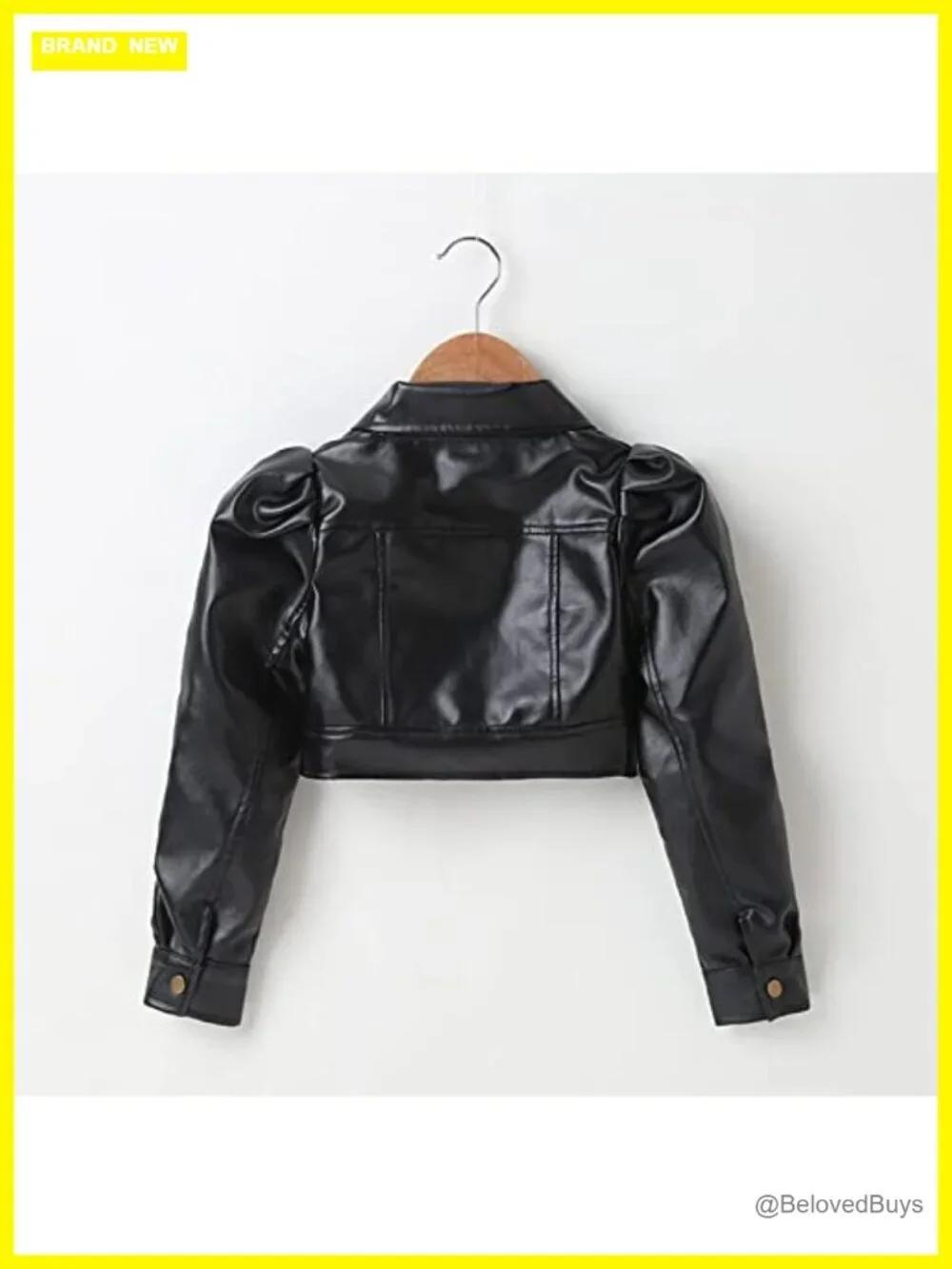 Toddler Girls PU Faux Leather Motorcycle Jacket Crop Top Outerwear